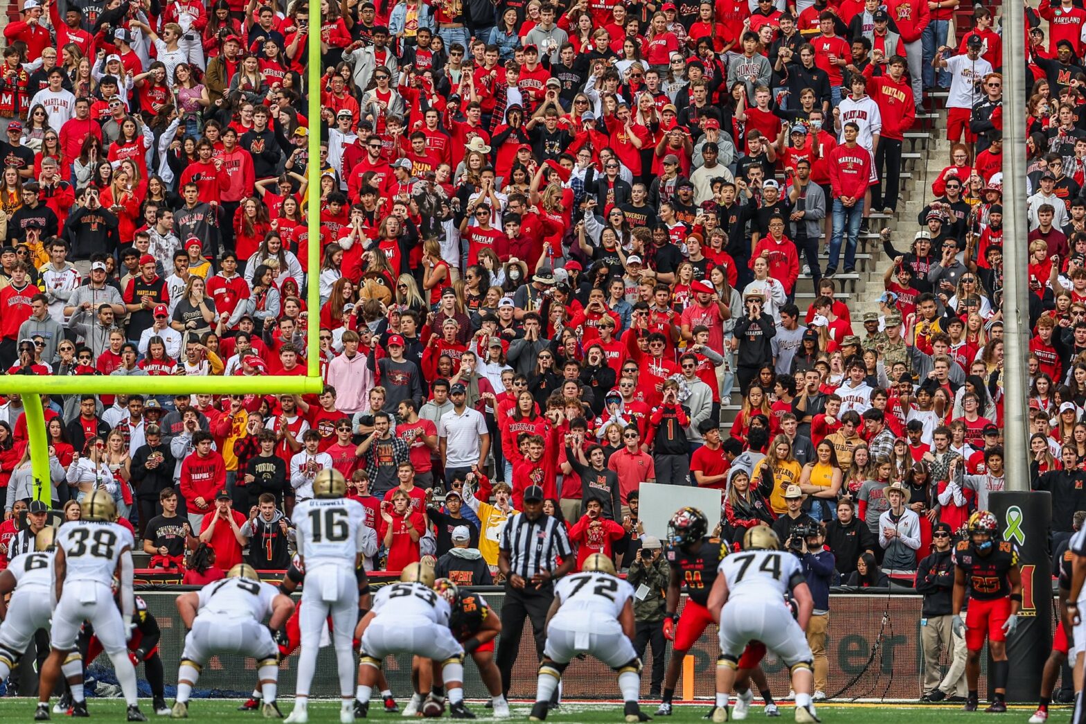Maryland football student section stares down Aiden O'Connell and Purdue's offense